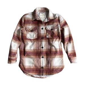 Thread & Supply Shacket Women’s Medium Carmel Plaid Long Sleeve Button Up Jacket